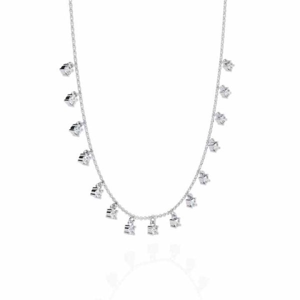 Elegant Women's Lab Grown Diamond Yellow Gold Necklace Classic Style for Wedding Anniversary Gift