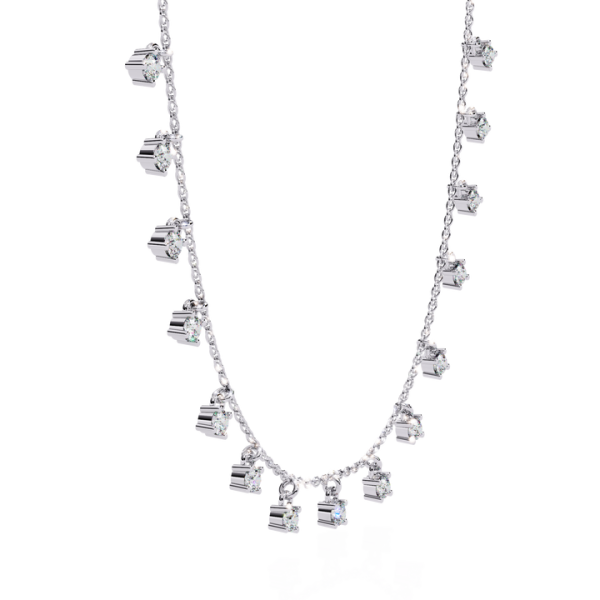 Sweet Women's Lab Grown Diamond White Gold Necklace Newly Designed Diamond Necklaces