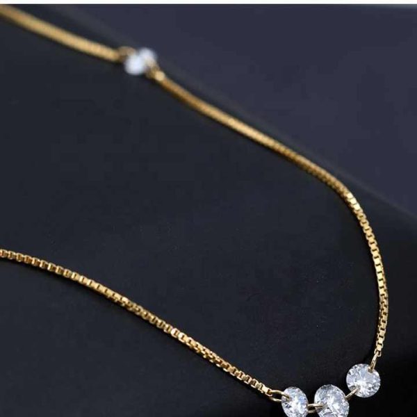 Laser Holed Diamond Necklace for Women 0.5 Carat round Brilliant Cut Yellow Gold with Lab Grown Diamonds