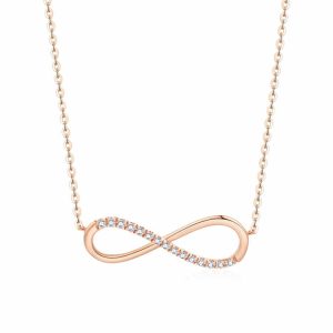 Trendy Fine Necklace Jewelry 18K Rose Gold Real Natural Diamond Necklace Design for Women
