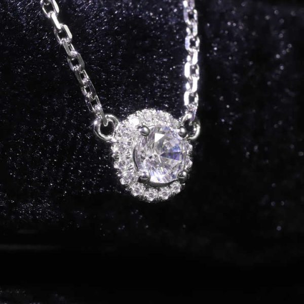 SU202 Abiding Fine Gold Jewellery Mosinite Lab Diamond 9K 10K 14K 18K Solid Gold Halo Real VVS Real Diamond Necklace