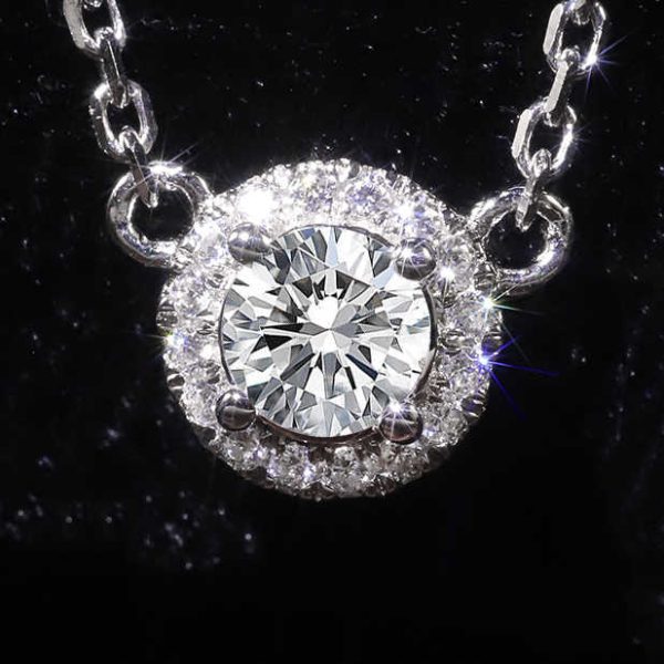 SU202 Abiding Fine Gold Jewellery Mosinite Lab Diamond 9K 10K 14K 18K Solid Gold Halo Real VVS Real Diamond Necklace