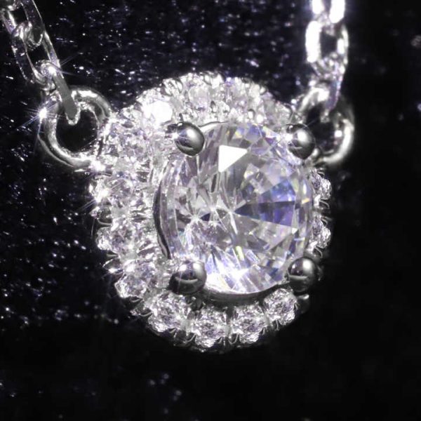 SU202 Abiding Fine Gold Jewellery Mosinite Lab Diamond 9K 10K 14K 18K Solid Gold Halo Real VVS Real Diamond Necklace
