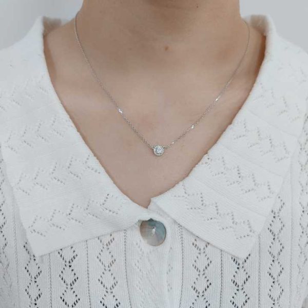 SU202 Abiding Fine Gold Jewellery Mosinite Lab Diamond 9K 10K 14K 18K Solid Gold Halo Real VVS Real Diamond Necklace