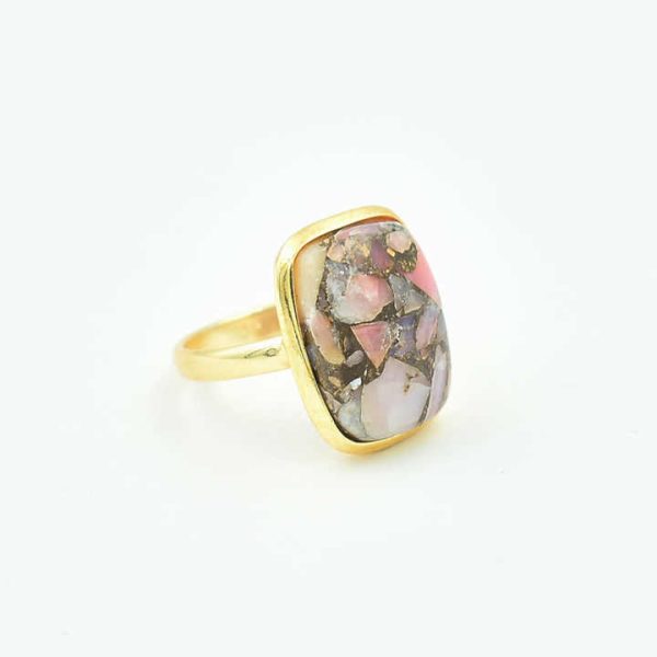 Natural Pink Opal Copper Ring For Women And Girls 925 Sterling Silver Handmade Jewelry Bulk Wholesale Fine Silver Rings