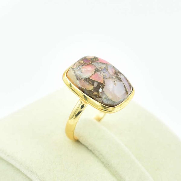 Natural Pink Opal Copper Ring For Women And Girls 925 Sterling Silver Handmade Jewelry Bulk Wholesale Fine Silver Rings