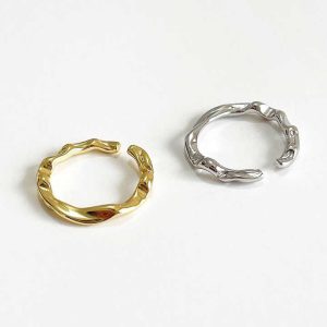 Vintage Geometric Twist Open Ring for Women - 925 Sterling Silver Adjustable Wedding Band, Anniversary Engagement Jewelry