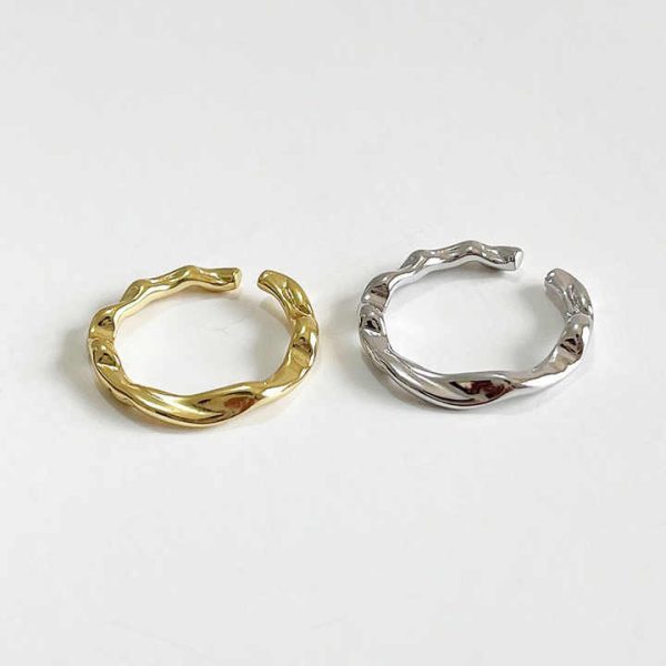 Geometric Irregular Silver Gold Color Twist Open Rings for Women 925 Sterling Silver Fine Jewelry