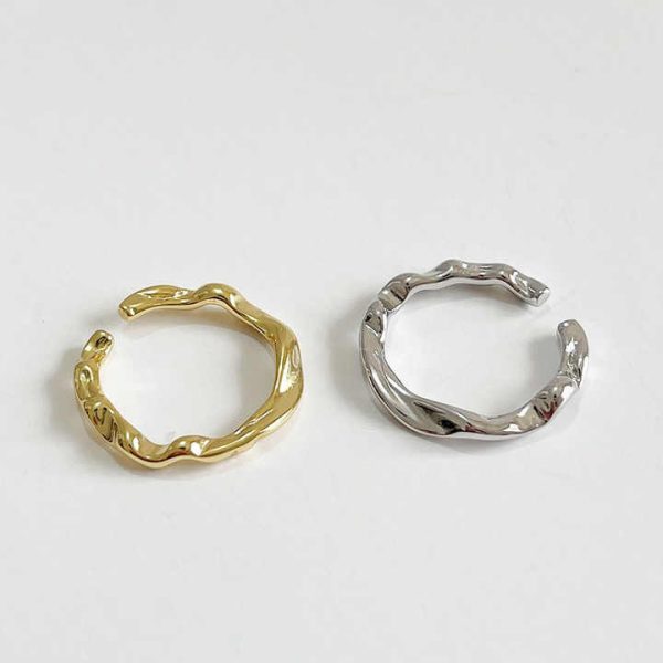 Geometric Irregular Silver Gold Color Twist Open Rings for Women 925 Sterling Silver Fine Jewelry