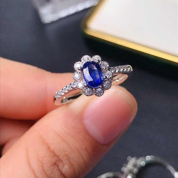 Natural Stone Halo Rings S925 Sterling Silver 4*6mm Oval Cut Gemstone Emerald Opal Topaz Peridot Garnet Jewelry Wholesale