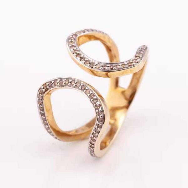 Ready to Ship Fine Ring R-9536 18K Yellow Gold Fashion Jewelry Made in Thailand 14K Metal Purity OEM Service Available