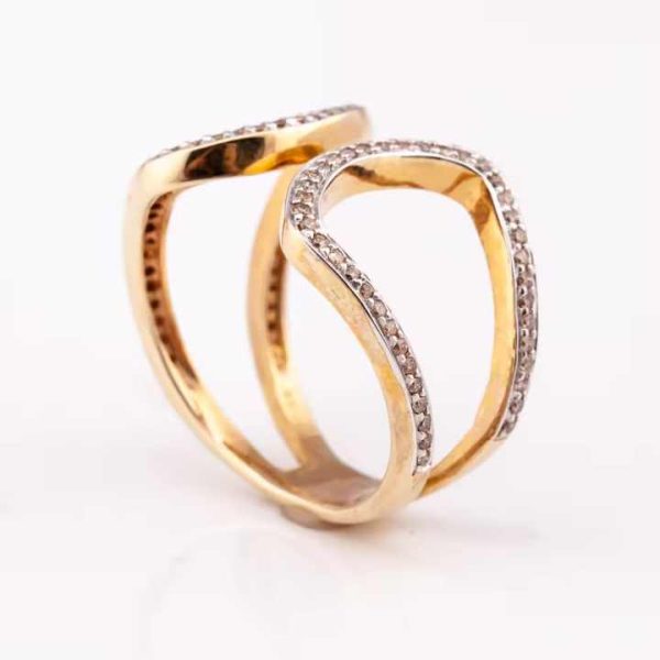 Ready to Ship Fine Ring R-9536 18K Yellow Gold Fashion Jewelry Made in Thailand 14K Metal Purity OEM Service Available