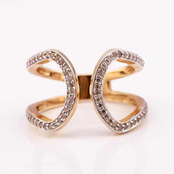 Ready to Ship Fine Ring R-9536 18K Yellow Gold Fashion Jewelry Made in Thailand 14K Metal Purity OEM Service Available