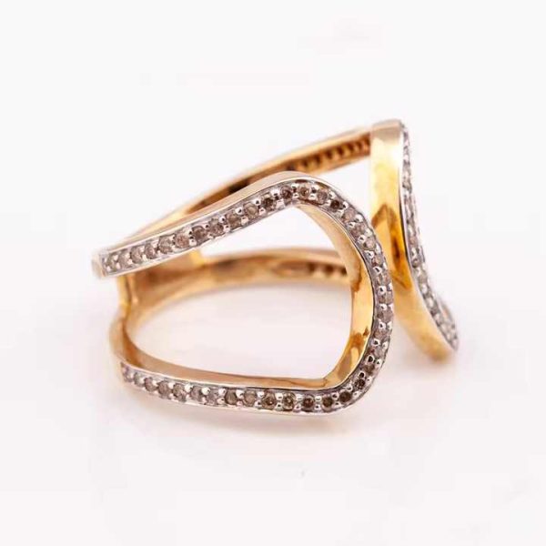 Ready to Ship Fine Ring R-9536 18K Yellow Gold Fashion Jewelry Made in Thailand 14K Metal Purity OEM Service Available