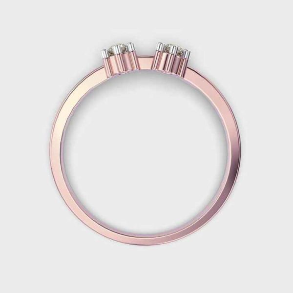 14K Solid Gold Double Stone Delicate Diamond Engagement Ring 3.5mm Cut CVD Wedding Proposal Romantic Fine Jewelry for Wife's