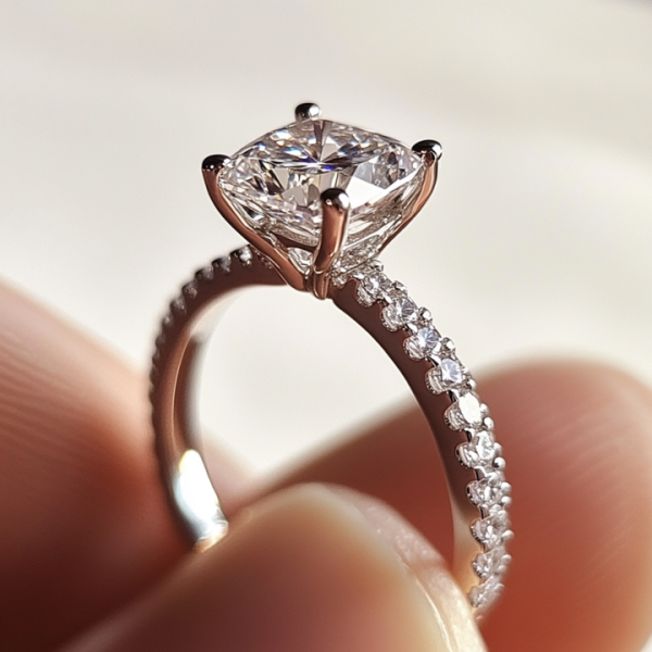 Sgarit Fine Jewelry 18k White Gold 2ct Cushion Cut IGI Certificate Lab Diamond Wedding Engagement Eternity Band Ring Jewellery