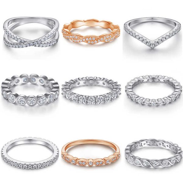 Wedding Eternity Ring Jewelry Women Non Fading 925 Sterling Silver Promise Engagement Ring
