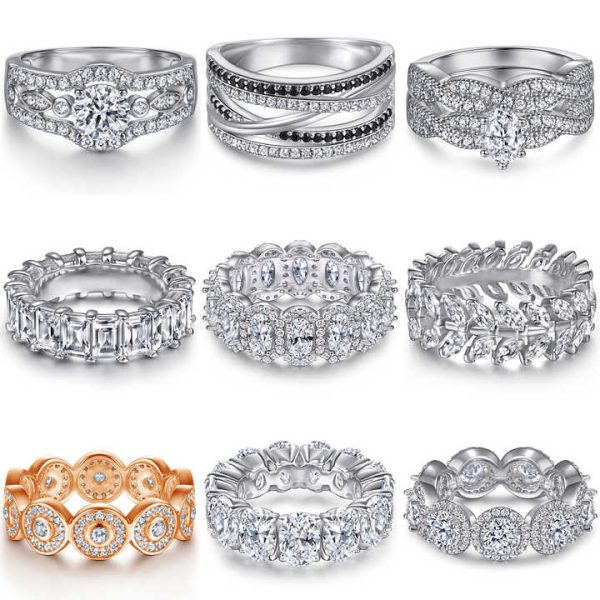 Wedding Eternity Ring Jewelry Women Non Fading 925 Sterling Silver Promise Engagement Ring