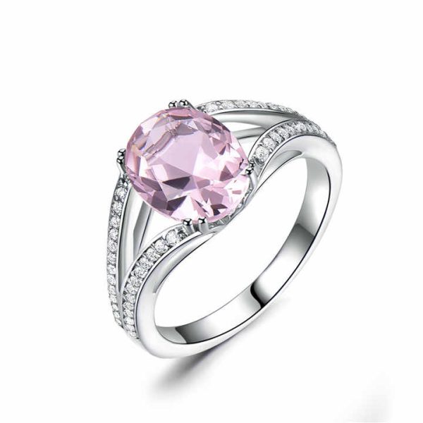 Fine Jewelry Vintage 8x10mm Oval Cut Nano Morganite 925 Sterling Silver Ring Elegant Pink Gemstone Engagement Ring for Women