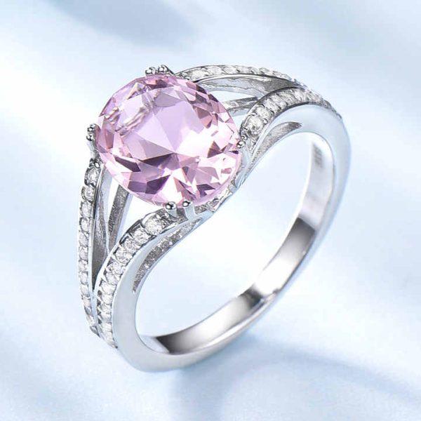 Fine Jewelry Vintage 8x10mm Oval Cut Nano Morganite 925 Sterling Silver Ring Elegant Pink Gemstone Engagement Ring for Women