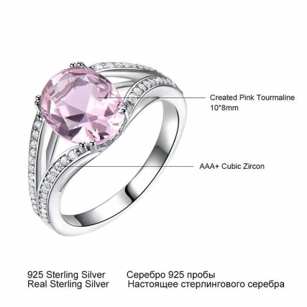 Fine Jewelry Vintage 8x10mm Oval Cut Nano Morganite 925 Sterling Silver Ring Elegant Pink Gemstone Engagement Ring for Women