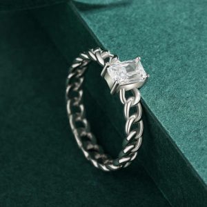 925 Sterling Silver Zircon Vintage Dainty Ring for Women - Wedding Engagement Anniversary Jewelry Gift