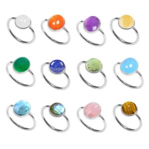 Minimalistic Dainty Bezel Stacking Wedding Rings Natural Colorful Gemstones Beautiful Style Wholesale Bulk Product On Sale