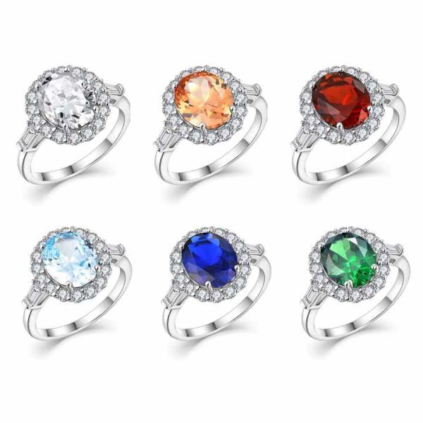 QX Custom Minimalist Luxury Fashion Fine Jewelry 925 Silver Big Zircon Ring for Women Valentine's Mother's Day Wedding Band Gift
