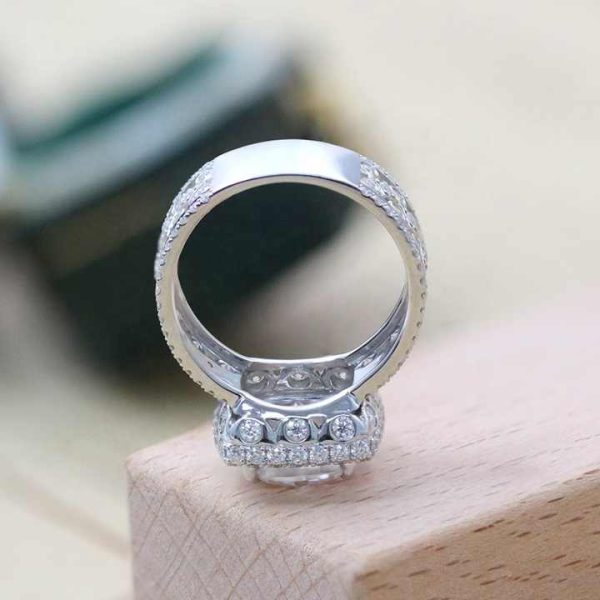 Luxury Custom Fine Jewelry 10K White Gold D VVS1 3CT Cushion Moissanite Diamond Engagement Wedding Ring
