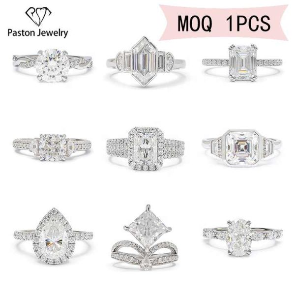 Luxury Custom Fine Jewelry 10K White Gold D VVS1 3CT Cushion Moissanite Diamond Engagement Wedding Ring