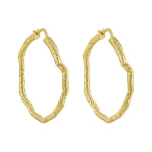 925 Sterling Silver 18K Gold Plated Irregular Geometric Hoop Earrings for Women - Trendy Unisex Fashion Jewelry