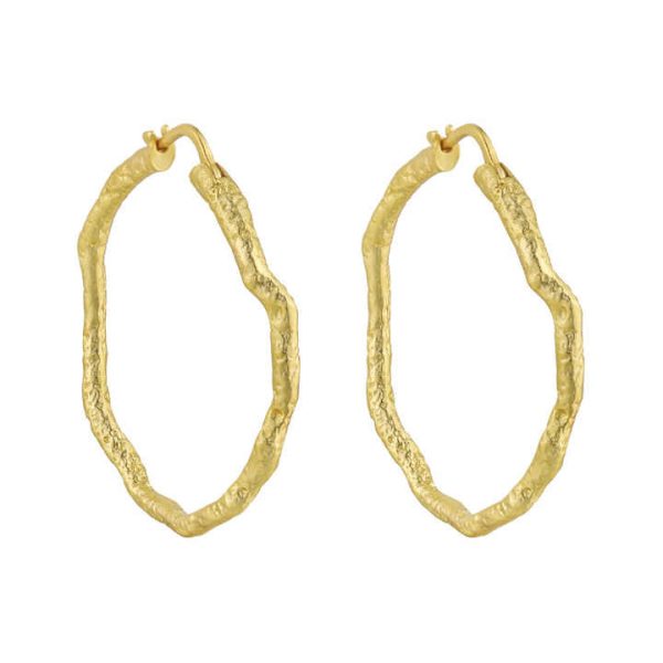 Amiee Fine Jewelry 925 Sterling Silver Hoop Earrings 18K Gold Plated Irregular Hoop Earrings for Women
