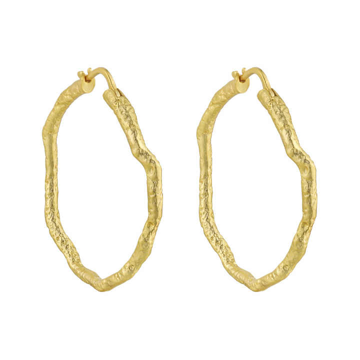 Amiee Fine Jewelry 925 Sterling Silver Hoop Earrings 18K Gold Plated Irregular Hoop Earrings for Women