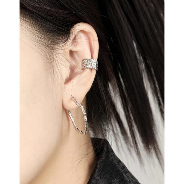 Amiee Fine Jewelry 925 Sterling Silver Hoop Earrings 18K Gold Plated Irregular Hoop Earrings for Women