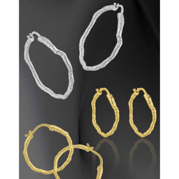 Amiee Fine Jewelry 925 Sterling Silver Hoop Earrings 18K Gold Plated Irregular Hoop Earrings for Women