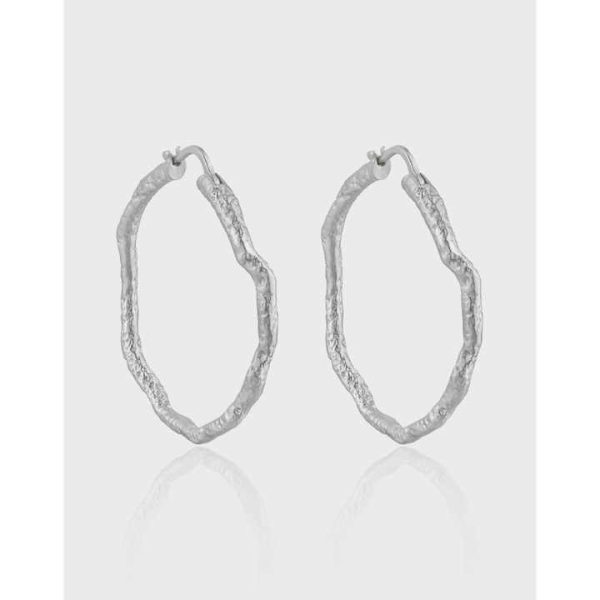 Amiee Fine Jewelry 925 Sterling Silver Hoop Earrings 18K Gold Plated Irregular Hoop Earrings for Women