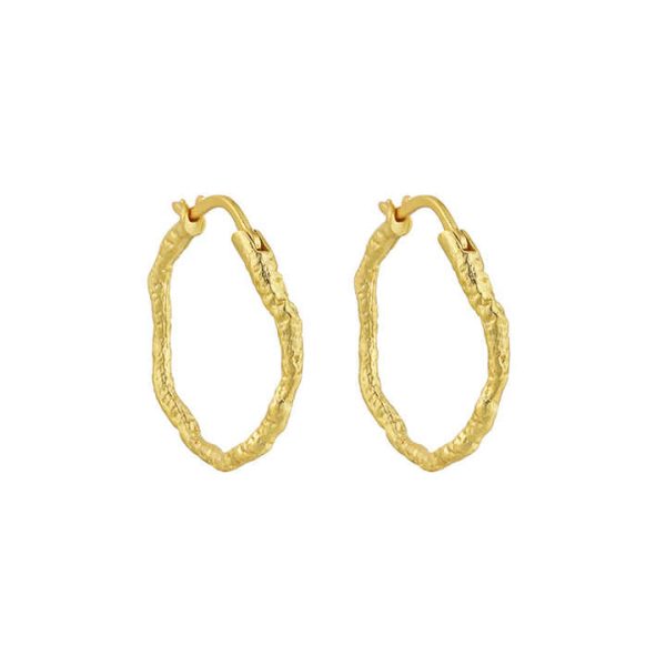Amiee Fine Jewelry 925 Sterling Silver Hoop Earrings 18K Gold Plated Irregular Hoop Earrings for Women