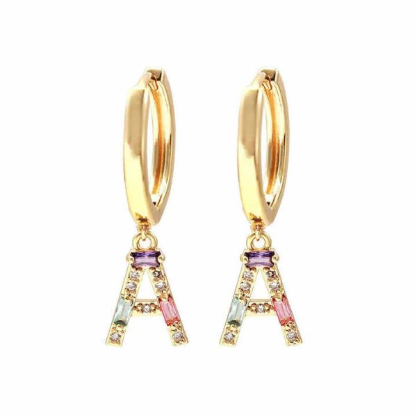 New Design 925 Sterling Silver 26 Letter Hoop Gemstone Earring Fine Jewelry Earrings