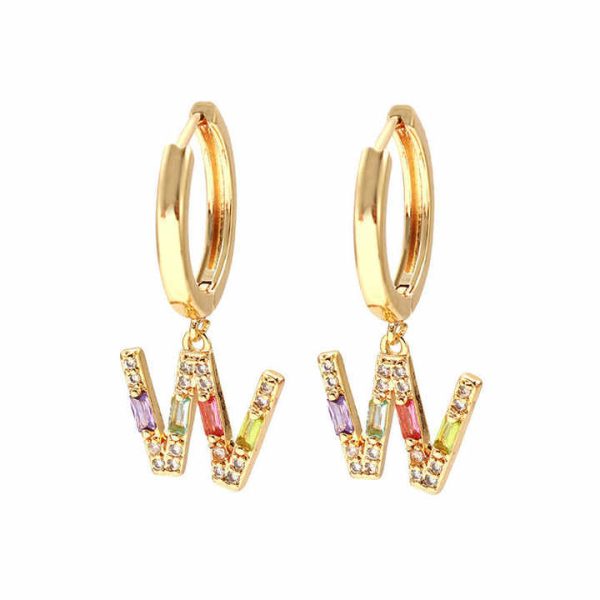 New Design 925 Sterling Silver 26 Letter Hoop Gemstone Earring Fine Jewelry Earrings