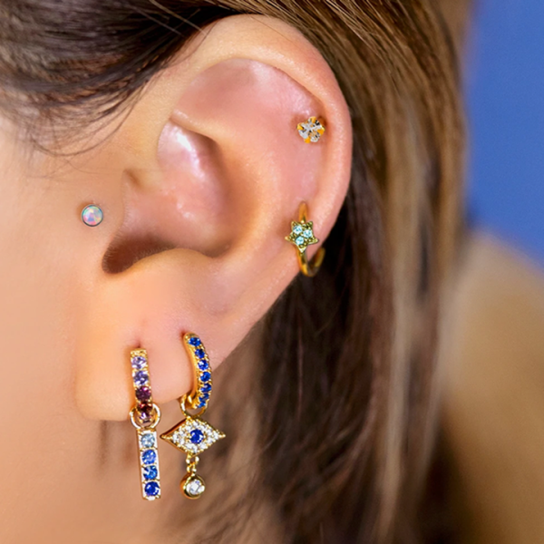 Gold Plating Colored Self Piercing Hoop Earrings