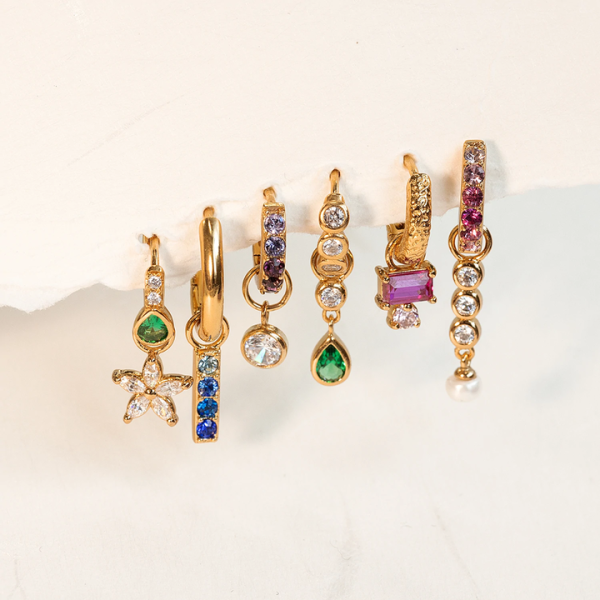 Gold Plating Colored Self Piercing Hoop Earrings
