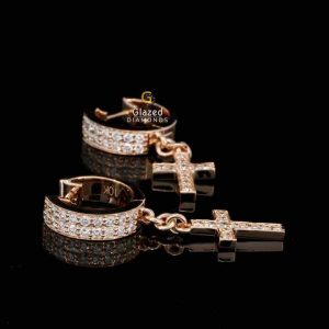 New Custom Made Fully Iced Out Dangle Earrings For Men in Round Brilliant Moissanite VVs Clarity Diamonds 925 Sterling Silver