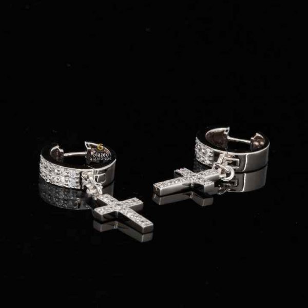 New Custom Made Fully Iced Out Dangle Earrings For Men in Round Brilliant Moissanite VVs Clarity Diamonds 925 Sterling Silver