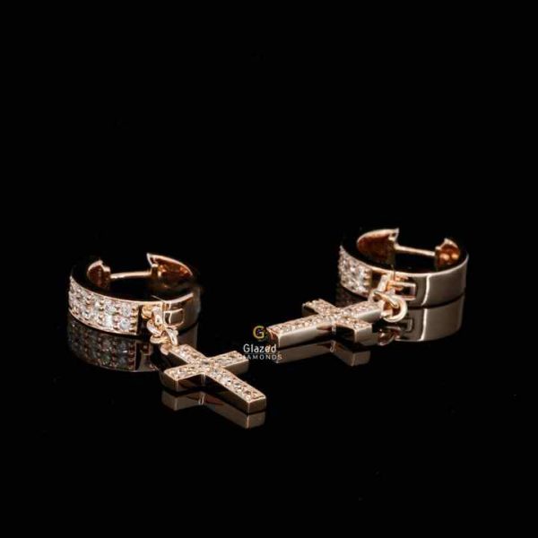 New Custom Made Fully Iced Out Dangle Earrings For Men in Round Brilliant Moissanite VVs Clarity Diamonds 925 Sterling Silver