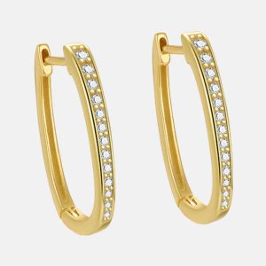 Minimalist 925 Sterling Silver U Shaped Cz Korean Designer Fashion Fine Jewelry Gold Plated Hoop Earrings Women