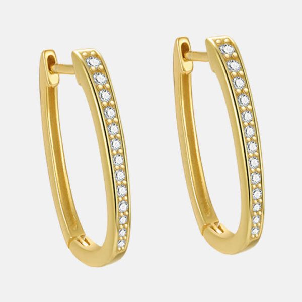 Minimalist 925 Sterling Silver U Shaped Cz Korean Designer Fashion Fine Jewelry Gold Plated Hoop Earrings Women