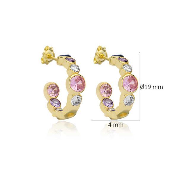 Multicolor Stone Dainty Hoop Stud Earrings Wholesale 925 Sterling Silver Handcrafted Turkish Fine Jewelry for Women