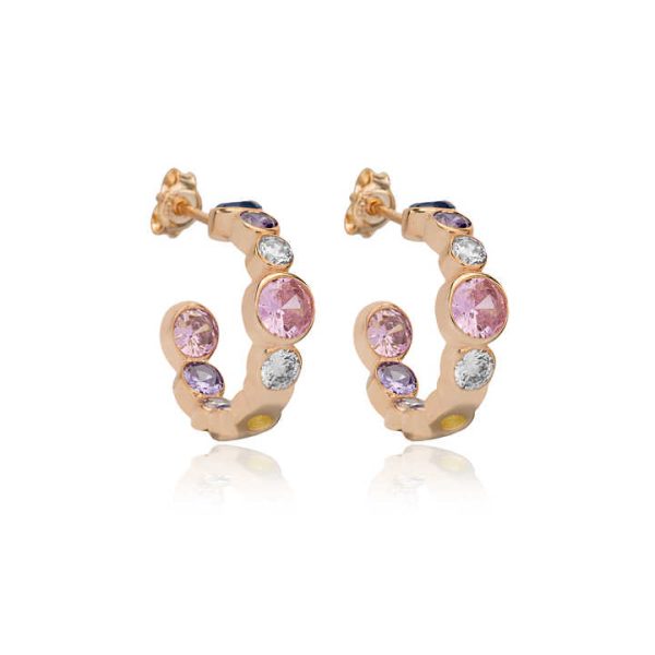 Multicolor Stone Dainty Hoop Stud Earrings Wholesale 925 Sterling Silver Handcrafted Turkish Fine Jewelry for Women