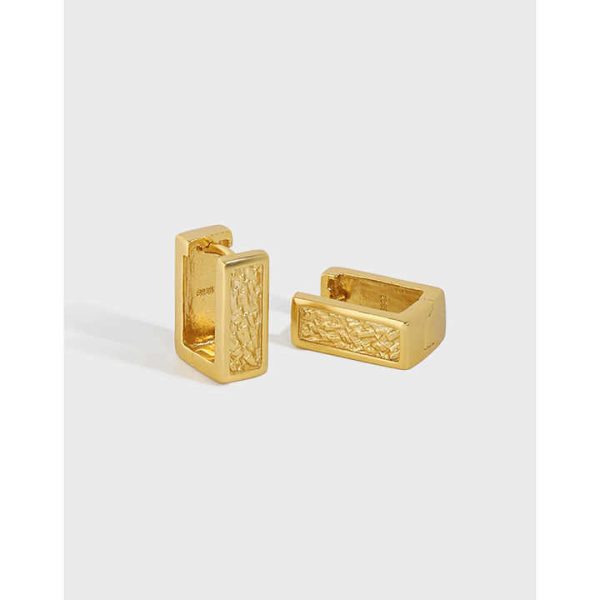 925 Sterling Silver Hypoallergenic Tiny Dainty Flat Earrings Delicate Ear Fine Jewelry Square Golden Earring for Women