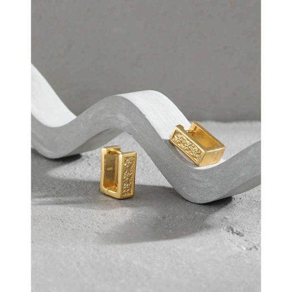 925 Sterling Silver Hypoallergenic Tiny Dainty Flat Earrings Delicate Ear Fine Jewelry Square Golden Earring for Women
